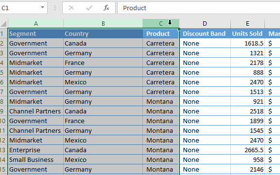MS Excel - Selected columns