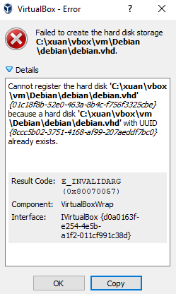 VirtualBox - VHD existing UUID error