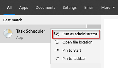 MS Windows - Task Scheduler - Run as administrator