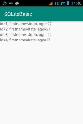 Store & Retrieve data from SQLite screenshot