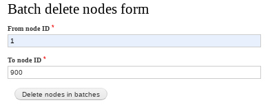 Screenshot of Batch Delete Form