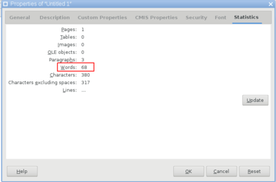 Libreoffice - Writer - Word count location