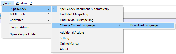 Notepad++ - DSpellCheck - Download languages