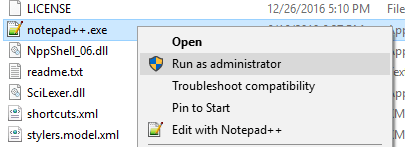 Notepad++ -  Run as administrator