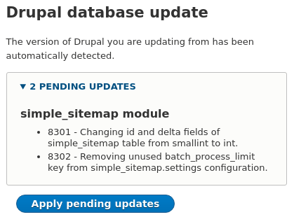 Simple XML sitemap - pending updates