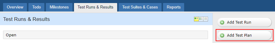 TestRail - Add test plan