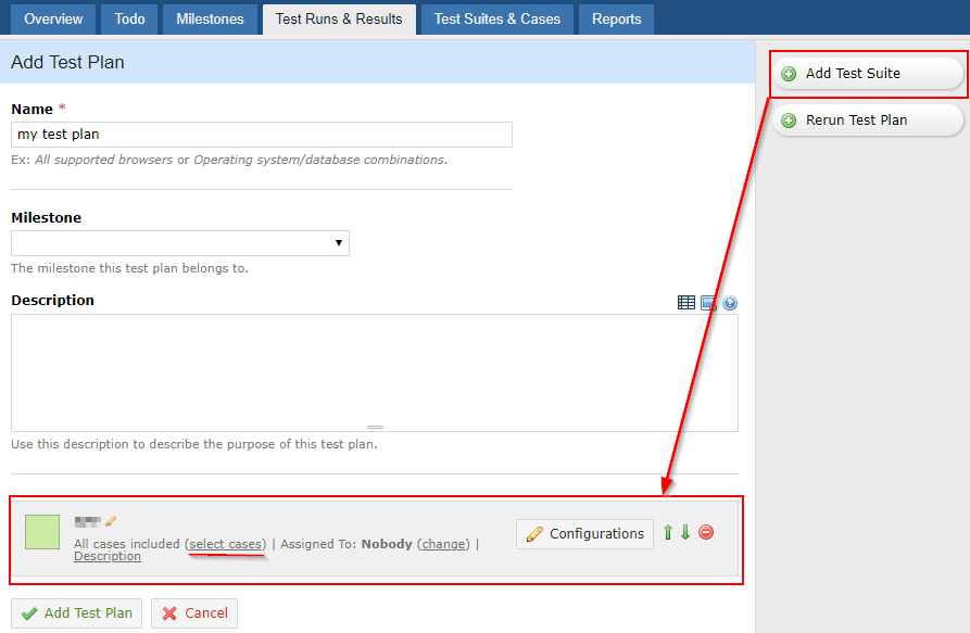 TestRail - Add test suite