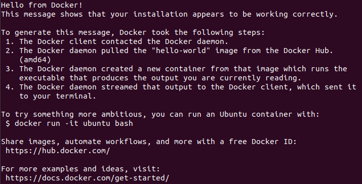 Docker - Run hello-world - Output