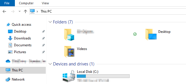 File Explorer - Quick access disabled example