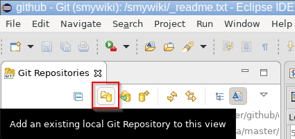 Eclipse - Git - Add an existing local Git Repository to this view icon