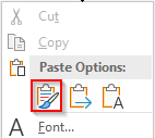 MS Word - Paste with option Keep Source Formatting