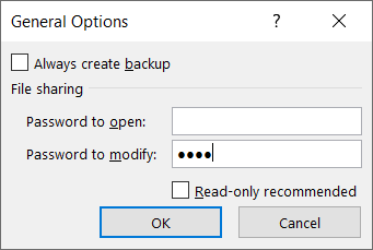 MS Excel - File - Save As - Tools - General options - Password