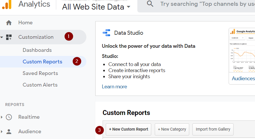 Google Analytics - Create custom report