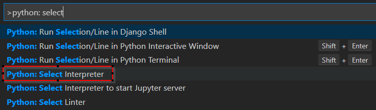 VScode - View > Command palette > Search Python interpreter