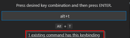 VSCode - existing command has this keybinding