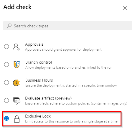 Azure - Pipelines - Environment - Approval n checks - Exclusive lock"